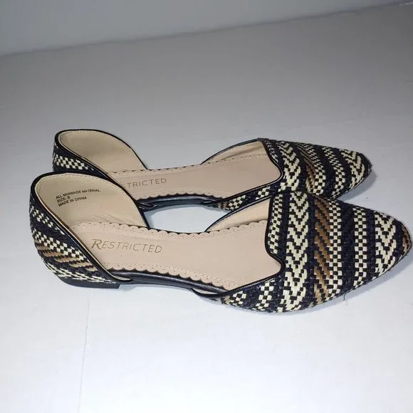 Restricted Woven Flats Size 8 Black Brown Tan - Picture 1 of 9